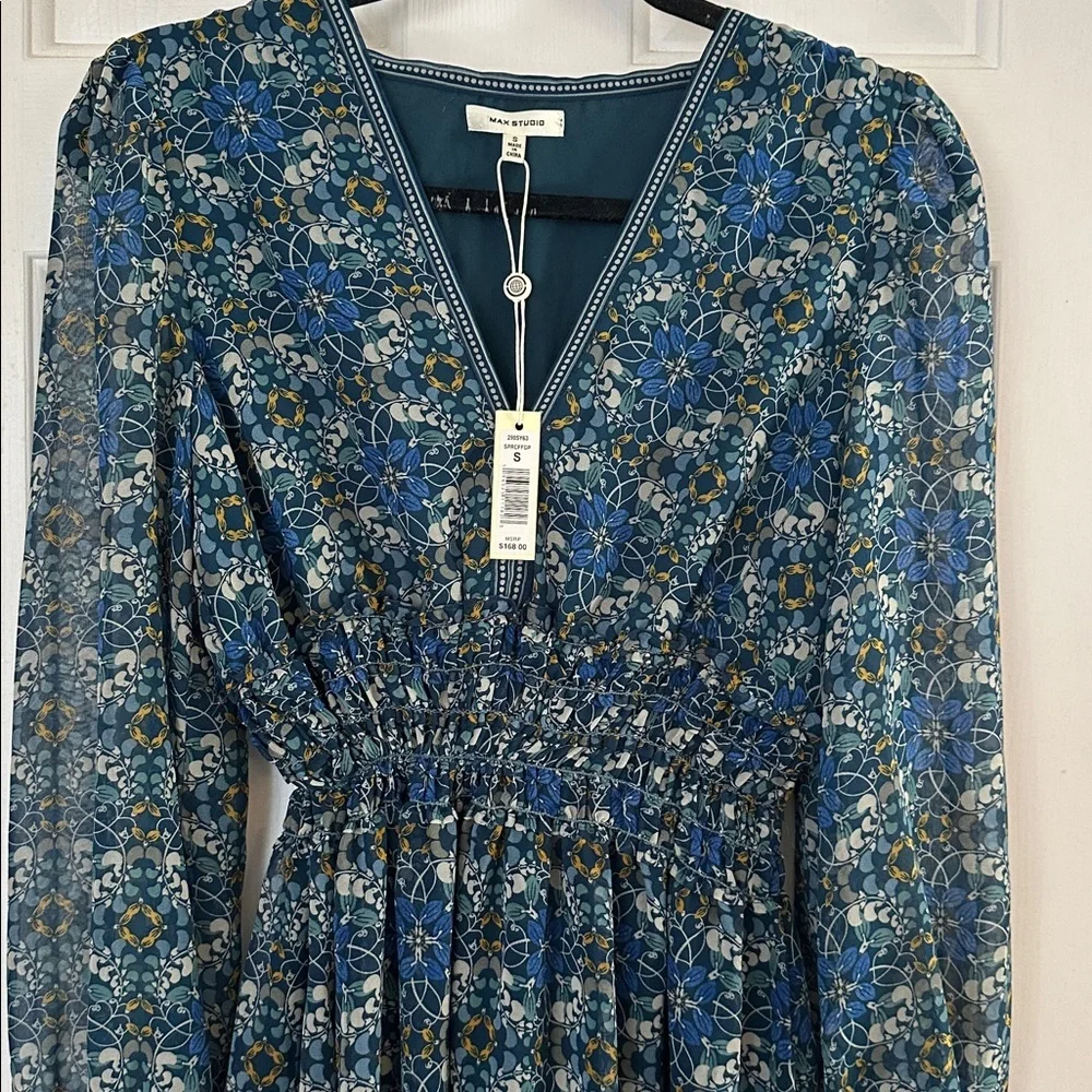 NWT Max Studio floral print long sleeve boho dress small - Picture 4 of 7
